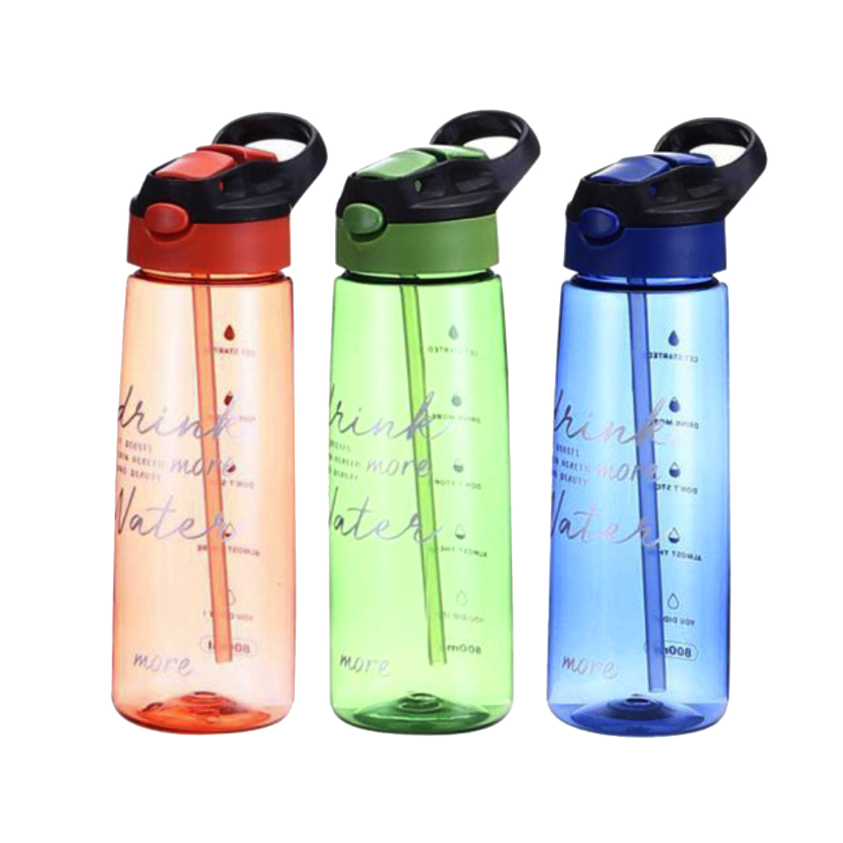 Plastic Water Bottle with Straw (820ml)